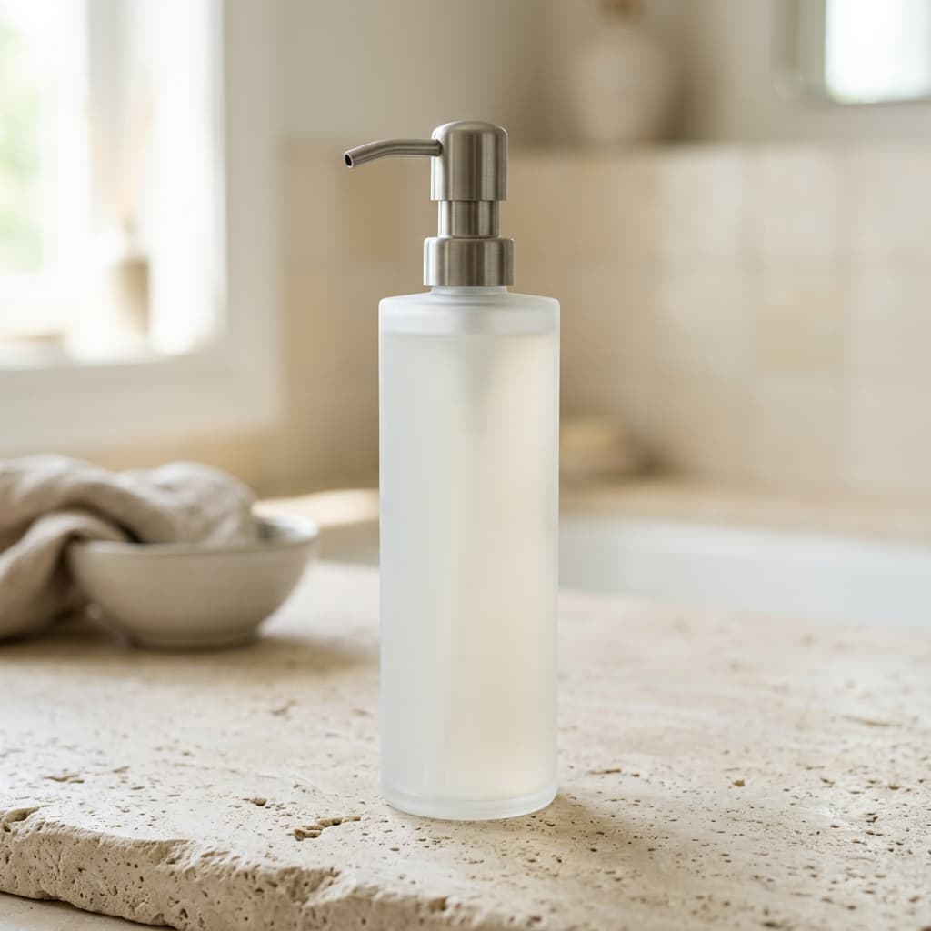 Unlabeled shampoo bottle