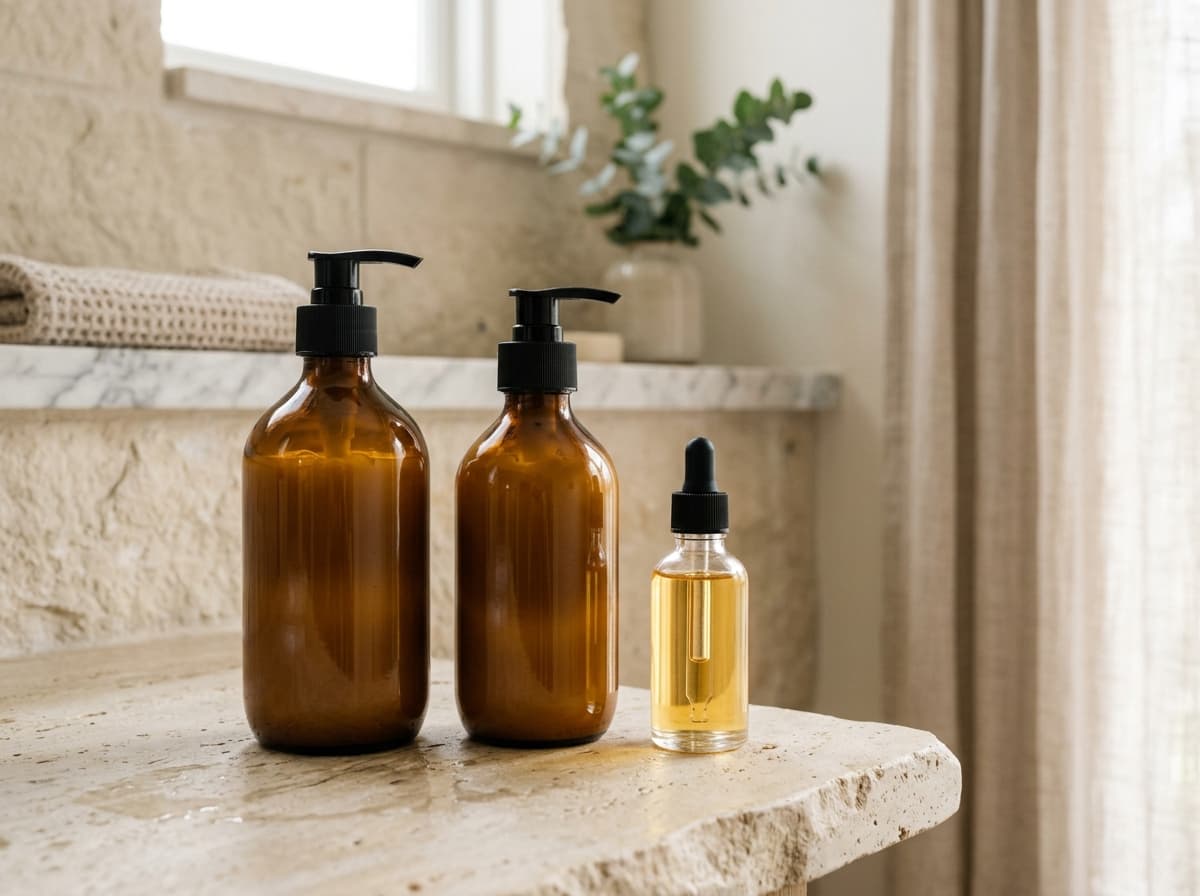 Unlabeled hair care bottle